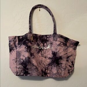 PINK by Victorias Secret Stylish Purple and Black large Tote Bag Tye Dye